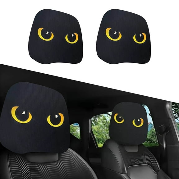 Funny Big-Eyed Character Car Headrest Covers 2-Pack Universal Fit for Most Vehicles Easy Installation Holiday Decor