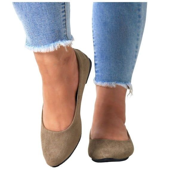 Dakaela Women's Flats Shoes Comfortable Suede Causal Slip on Dress Shoes Business Work Office Driving Walking Work Loafers Brown 6.5