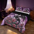 thumbnail image 2 of Manfei Gothic Dragon Animals Full Size Comforter Sets,Vintage Rose Flower Bedding Comforter Set,Pink Gray,Black Reversible,3pcs,1 Comforter and 2 Pillowcases, 2 of 7