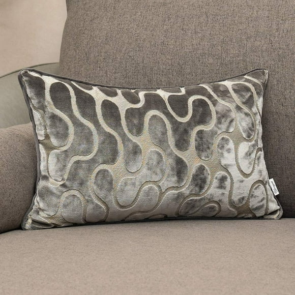 Yangest Silver Grey Throw Pillow Cover Wavy Cushion Cover Modern Zippered Rectangular Pillowcase For Sofa Couch Bedroom Living Room Home Decorative 12X20 Inch