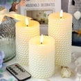 thumbnail image 1 of Immeiscent Christmas Flameless Pillar Candles, Rope Texture 3D Wick Flickering Candles, Realistic Battery Candle with Remote&Timer for Home Decor Christmas Wedding Party Festival Celebration (White), 1 of 7