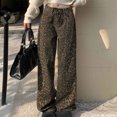 thumbnail image 5 of LbsKUS Leopard Print Jeans for Women Oversized Wide Leg High Waisted Denim Pants Hip Hop Y2k Pant Vintage Baggy Trousers No Belt,Khaki,XL, 5 of 8