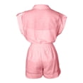 thumbnail image 7 of ClodeEU Women's Linen Blend Short Sleeve Top and Pants Set ,Solid Color Casual Two Piece Outfit Pink,Womens Plus M, 7 of 7