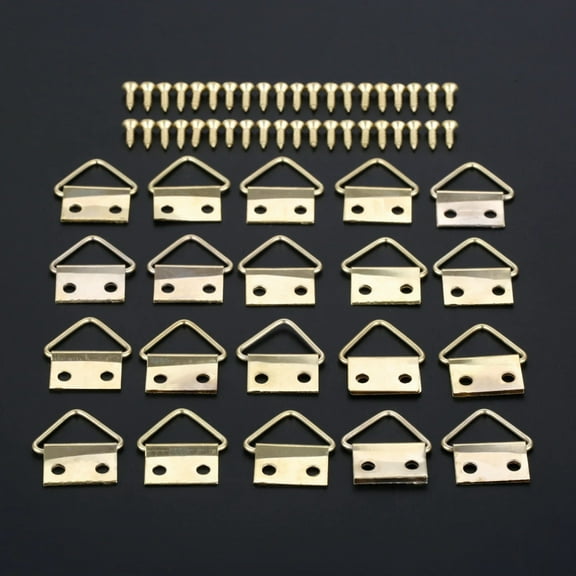 10/20pcs Gold Zinc Alloy Triangle D-Ring Hanging Picture Photo Oil Painting Mirror Frame Hooks Hanger and Screws 16*17mm/24*25mm