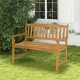 thumbnail image 2 of Topbuy 2-Person Outdoor Bench Patio Wooden Bench with Ergonomic Backrest & Armrests All-weather Acacia Wood Frame 43"x 22", 2 of 10