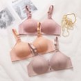 thumbnail image 6 of Fesfesfes Bras for Women Solid Color Mesh Lace Patchwork Bras No Underwire Side Stowed Bras Zircon Metal Pendant Gather Push Up Bras Underwear, 6 of 6