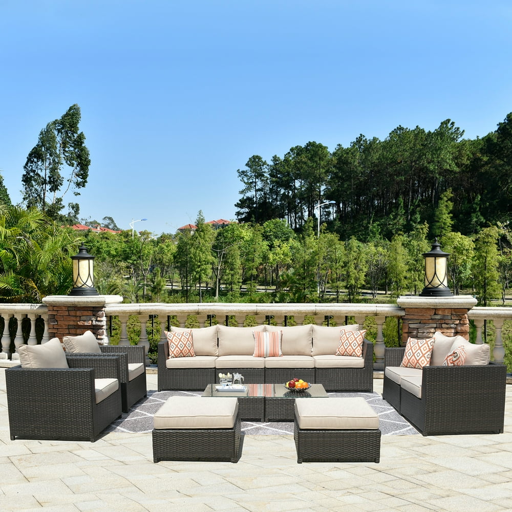 ovios Patio Furniture Set, Big Size Outdoor Furniture 12 Pcs Sets,PE