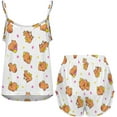 thumbnail image 4 of HPINK-T Womens Cami Shorts Pajama Sets Kawaii Happy Capybara Soft 2 Piece Pj Lounge Set Sleep Sleepwear, 4 of 5