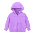 thumbnail image 2 of DJDLJWCJ Girls Zip Up Hoodie Sweatshirt Relaxed Fit Stretch Soft Sweatshirt Solid Color Casual Sweatshirts Purple Size 9, 2 of 6