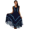 thumbnail image 5 of Sakkas Anastasia Batik Corset Style Dress - Navy / Turquoise - 1X/2X, 5 of 6