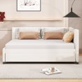 thumbnail image 2 of Linen Daybed, Full Solid Wood Daybed with Twin Size Trundle Bed, Bed Frame with Support of Slats, Maximize Space for Living Room, Bedroom and Guest Room, Beige, 2 of 8