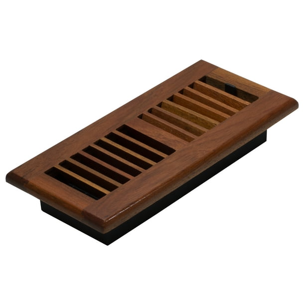 Decor Grates 4" x 10" Cherry Wood Natural Finish Louvered Floor