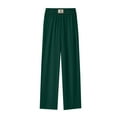 thumbnail image 4 of Fiaer Work Pants for Women Elastic Waist Wide Leg Trousers Solid Color Loose Fit Trendy Breathable Slacks with Pockets Green M, 4 of 4