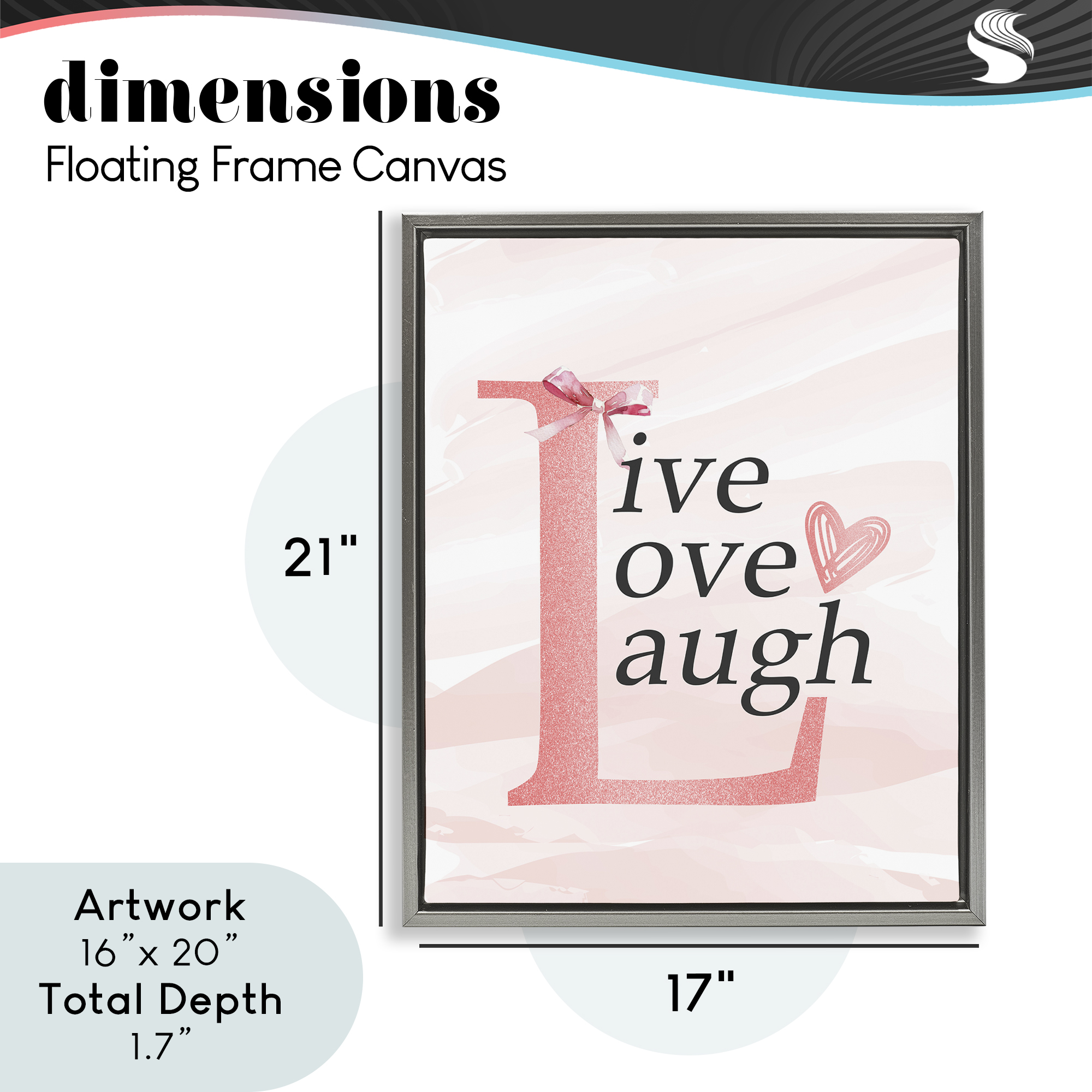 Live Love Laugh Pastel Gray Framed Floater Canvas Wall Art, design by Kim Allen