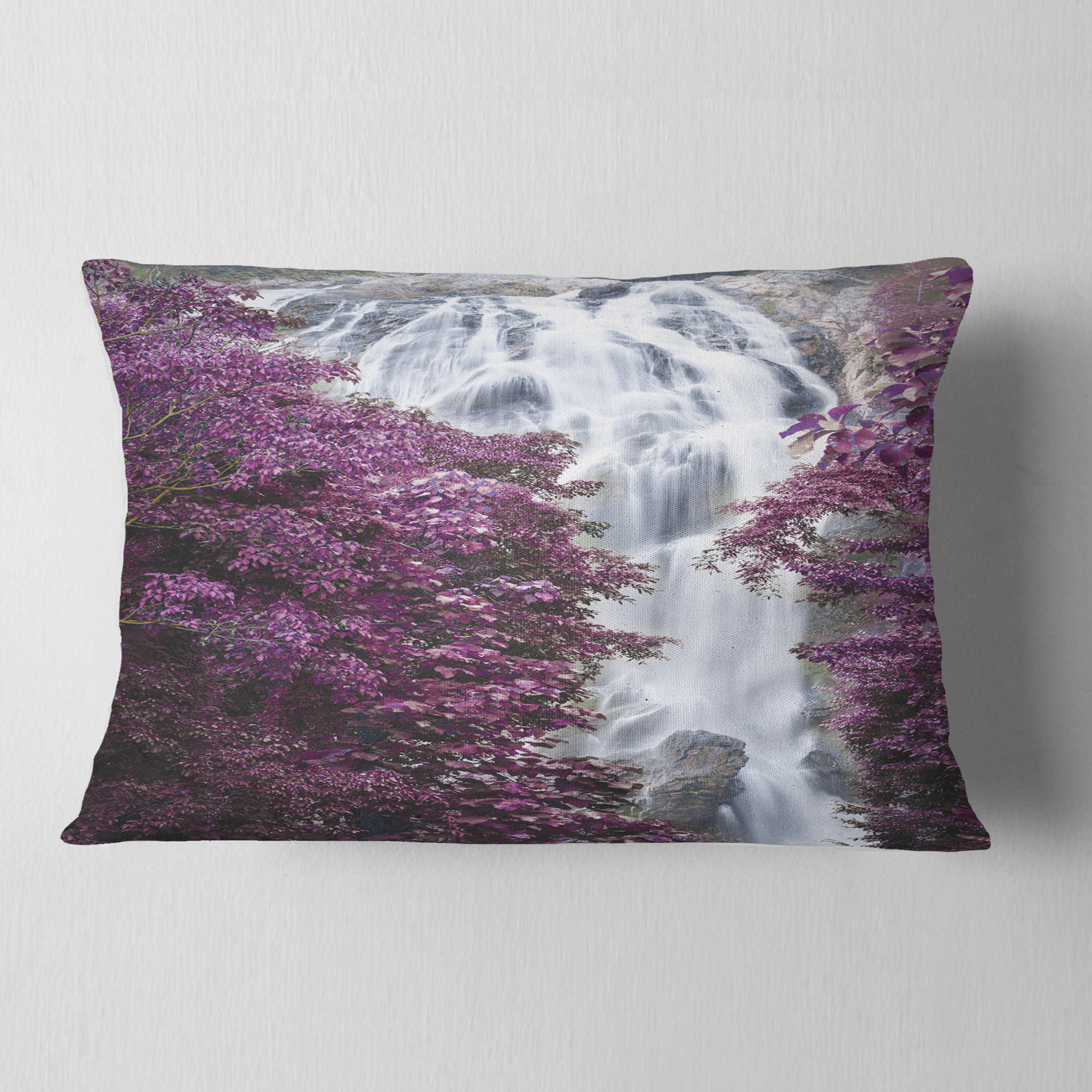 Designart Klonglan Waterfall Floral - Abstract Throw Pillow - 12x20