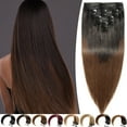 thumbnail image 2 of SEGO Clip in Hair Extensions Human Hair 100% Real Remy Hair 10-24 inch Full Head Thick Hair Pieces Silky Straight Balayage Hair Cleanrance, 2 of 9
