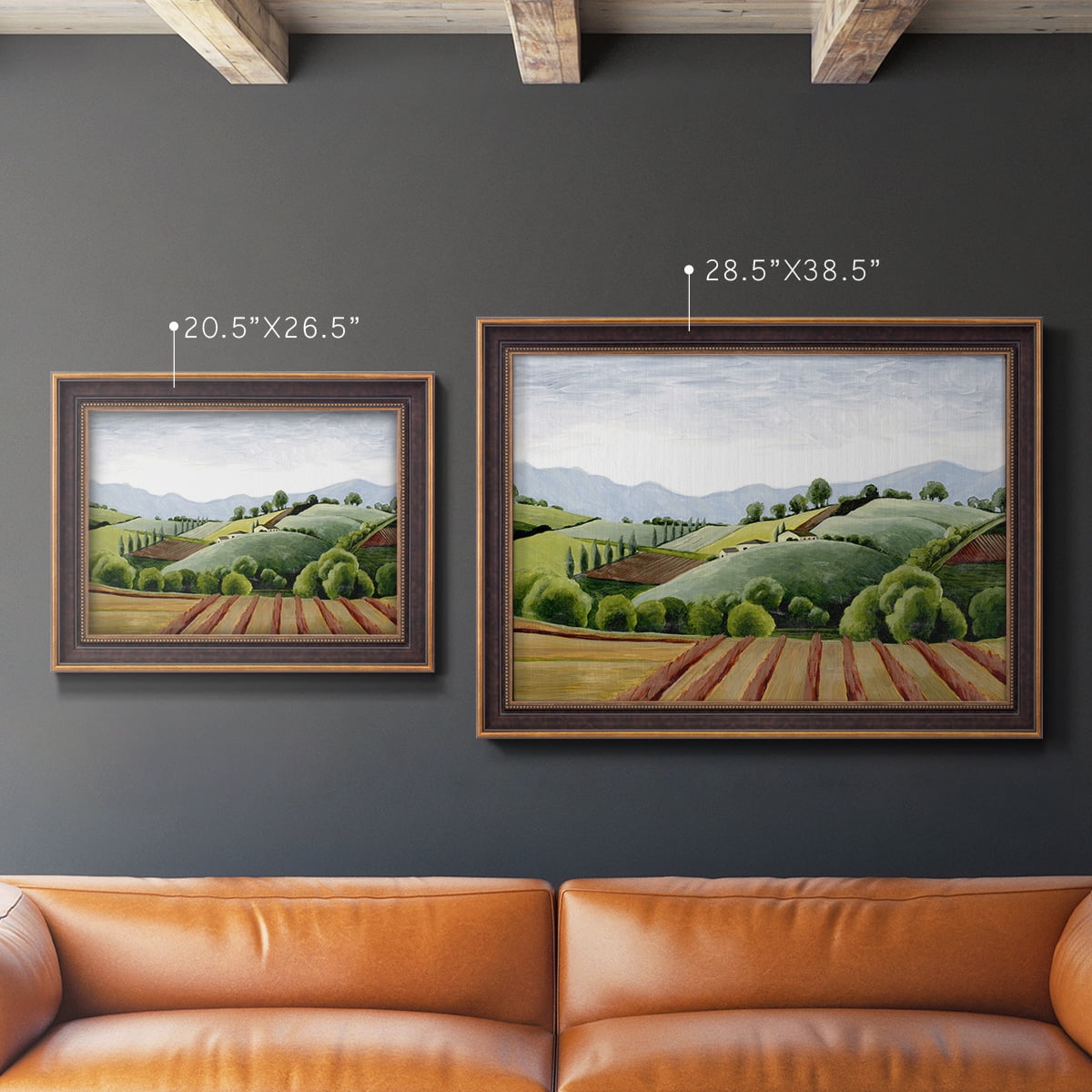 Tuscan Valley Sketch III Premium Framed Canvas- Ready to Hang