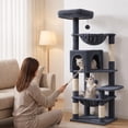 thumbnail image 3 of PAWZ Road 49 in Cat Tree for Medium Cats, Multi Level Tower with Two Hammocks, Condo and 4 Sisal Scratching Posts, Dark Gray, 3 of 14