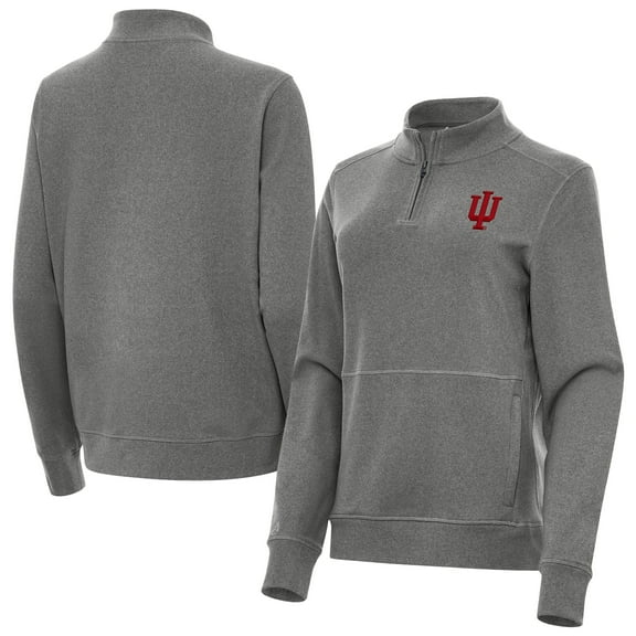 Women's Antigua  Heather Black Indiana Hoosiers Crush Quarter-Zip Jacket