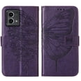 thumbnail image 6 of Feishell for Motorola Moto G Stylus 5G (2023) Flip Wallet Case with Wrist Strap,Butterfly & Flower Embossed Pattern PU Leather Magnetic Buckle Folio Credit Card Slots Kickstand Phone Case,Purple, 6 of 6