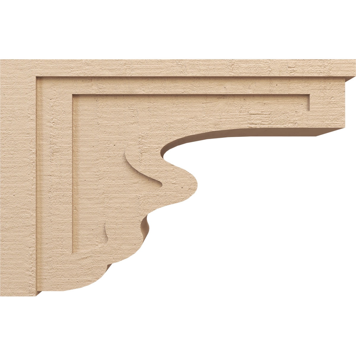 12"W x 36"D x 24"H Classic Highland Rough Cedar Woodgrain TimberThane Corbel, Primed Tan