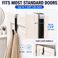 thumbnail image 3 of Over the Door Hooks for 1-3/8" Doors, Heavy Duty Steel Wall-Friendly Door Hangers, No Drill Bathroom Towel Hooks, Rust Resistant Coat Hooks for Robes, Hats & Bags, Black, 6 Pack, 3 of 8