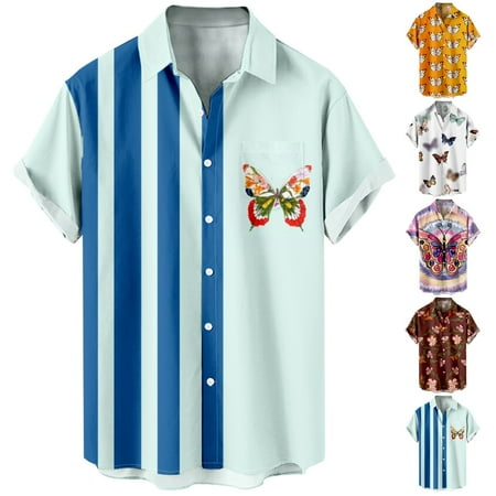 

Big & Tall Men Collared Button Down Hawaii Shirts with Chest Pocket Breathable Clothing for Men Women