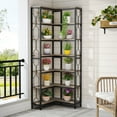 thumbnail image 5 of Tribesigns 7-Tier Corner Shelf, Industrial Display Bookshelf, Freestanding Wood and Metal Corner Etagere Bookcase for Living Room, Kitchen, Home Office, 5 of 10