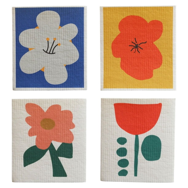 4 Paños de Tela no tejida Absorbentes Reutilizables Sunnimix para Platos de cocina Estilo B