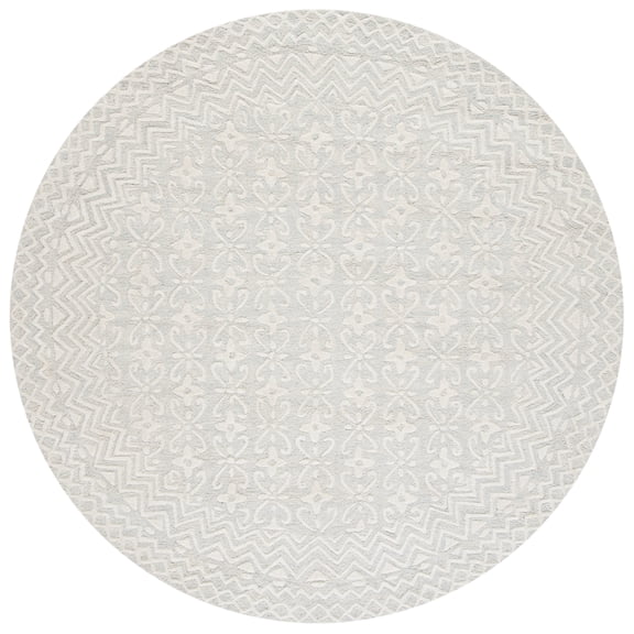 Safavieh Blossom Azura Geometric Wool Area Rug, Gray/Ivory, 6' x 6' Round