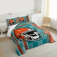 thumbnail image 3 of Homewish Rugby Sport Game Queen Comforter Set,Football City Silhoustte Bedding Sets,Orange Cyan Bedding Comforter Set For Boys Teens,Super Cozy Room Decor Reversible,3pcs, 3 of 8