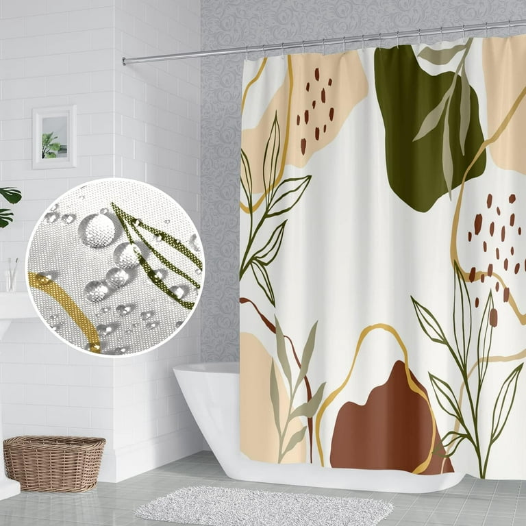 HBlife Boho Farmhouse Shower Curtain, Linen Rustic Shower Curtain with  Tassel, Water Repellent Modern Bohemian Bathroom Shower Curtains Set with  12