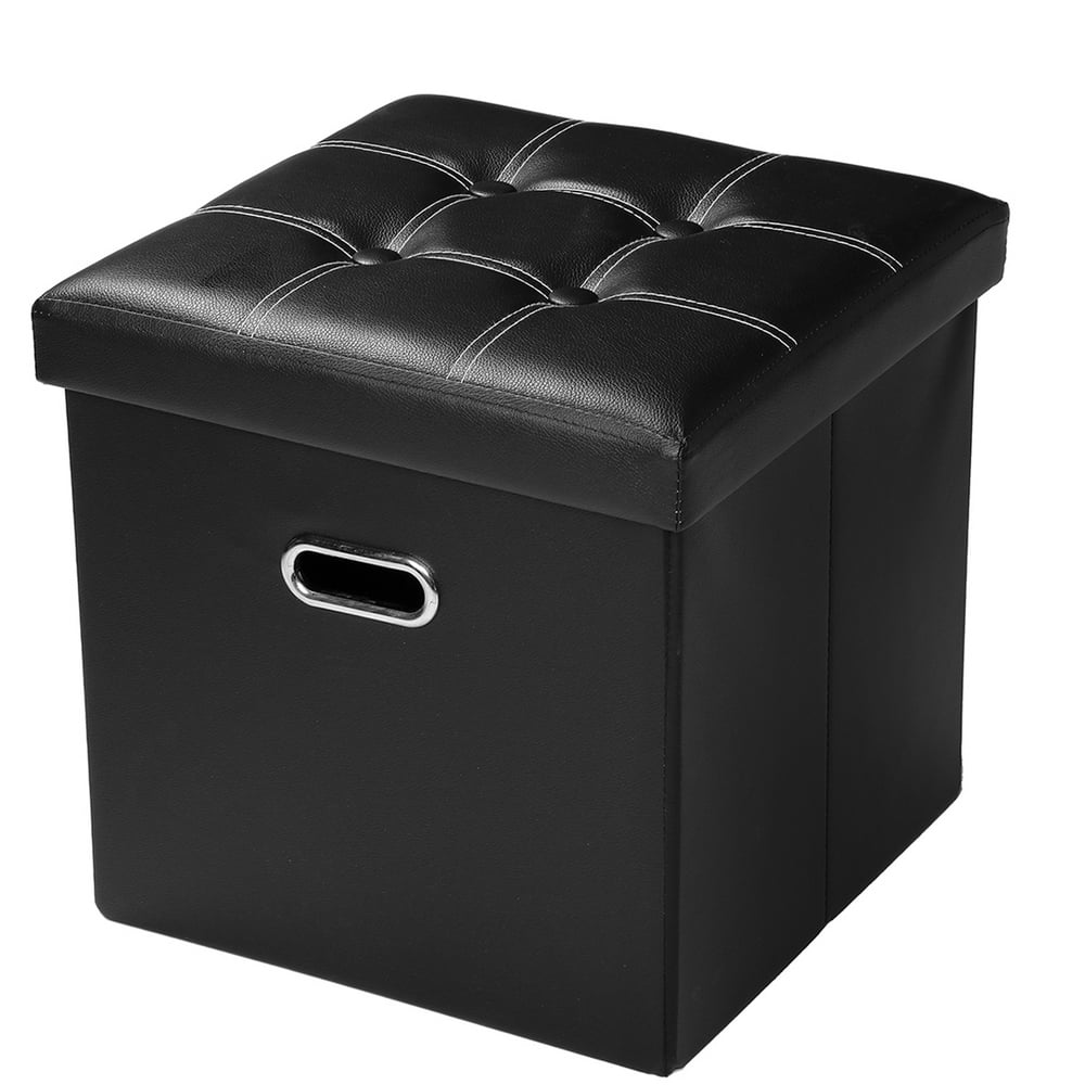 15 inches Folding Storage Ottoman, Cube Storage Boxes Footrest Stool