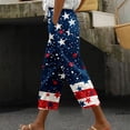 thumbnail image 2 of QATAINLAV Women's 4th of July Capri Pants Casual Drawstring Elastic High Waist Summer Beach Capris Independence Day Patriotic Straight Leg Cropped Trousers Multicolor M Today's Sales, 2 of 6