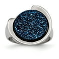 thumbnail image 2 of Chisel Stainless Steel Polished with Blue Druzy Stone Ring, 2 of 5