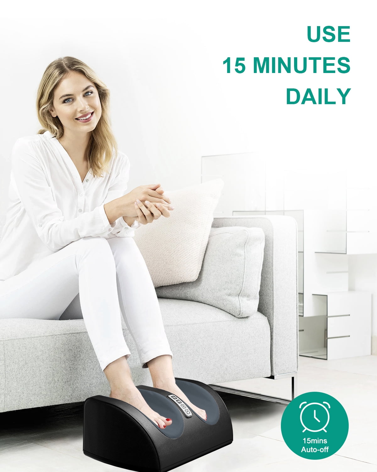 LAOBEN Shiatsu Foot Massager with Heat,  Deep Kneading Foot and Calf Massager , Gifts for Women & Men