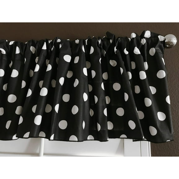 cotton polka dots window valance 58 wide white on black