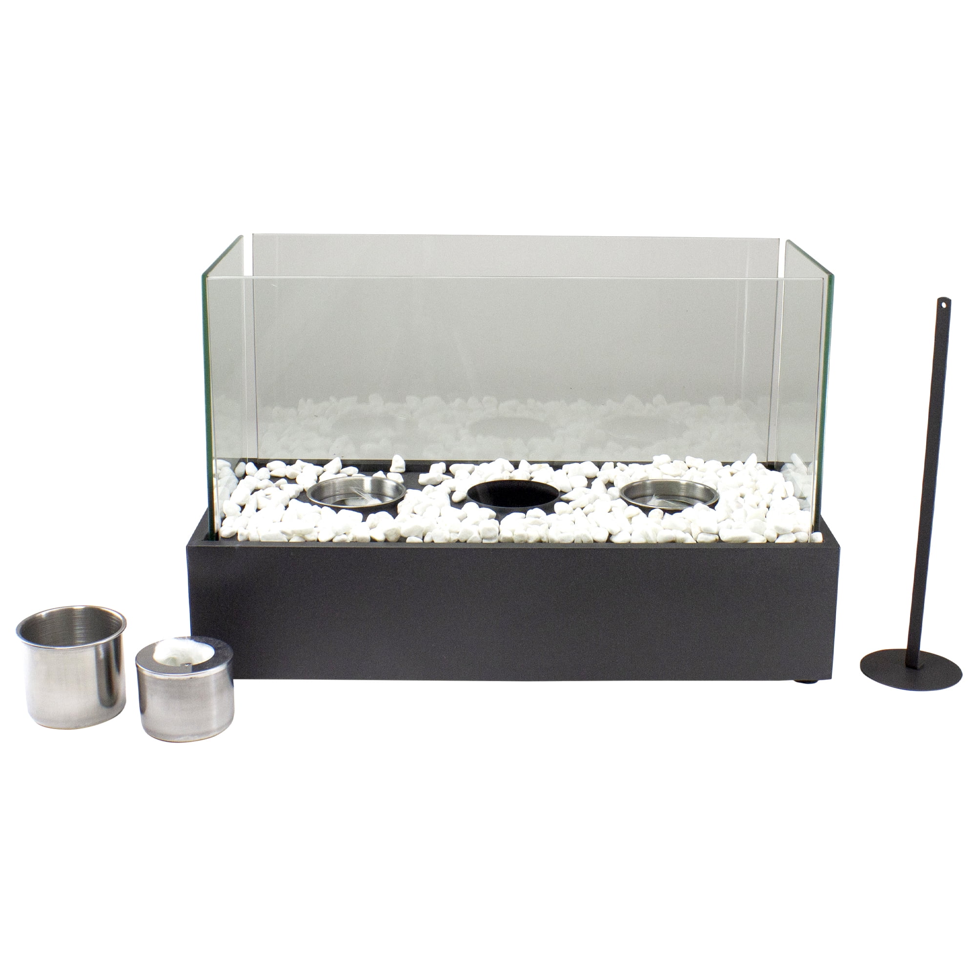Northlight Bio Ethanol Ventless Portable Triple Fireplace with Flame Guard - 17.75" - Black