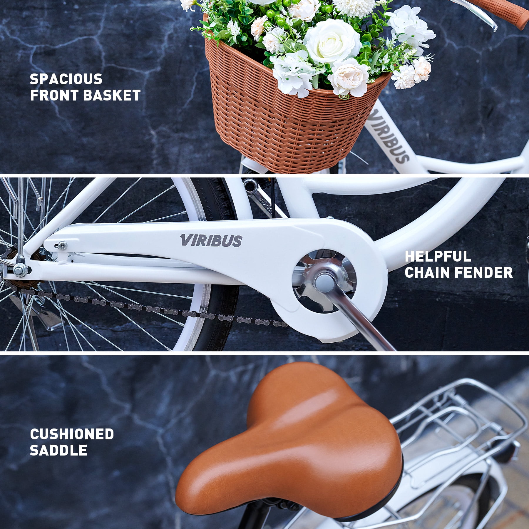 White womens 2025 bike with basket