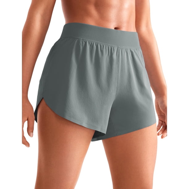 Shorts CRZ YOGA Cintura Media con Abertura de 10 cm Secado Rápido Gris XL
