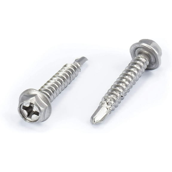 THE CIMPLE CO - 100pc Stainless Steel Self Drilling Tapping Screws #8 x 1" Hex and Phillips