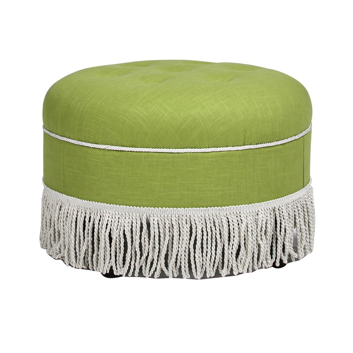 Yolanda 24" Round Upholstered Accent Ottoman Bright Chartreuse