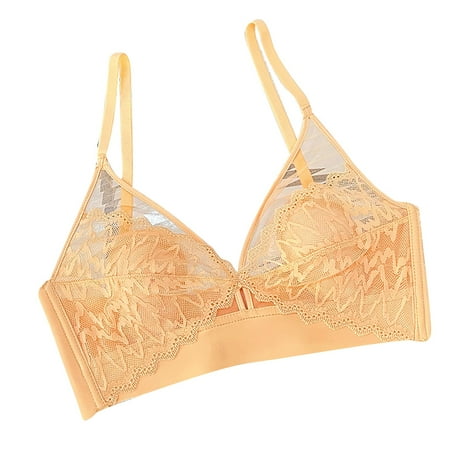 Bigersell Women s Classic T-Shirt Bra in Clearance French Lingerie Rabbit Ear Summer Thin Lace Women s Strapless Gathering Bra Convertible Bra Style F-1041 Gold S/M