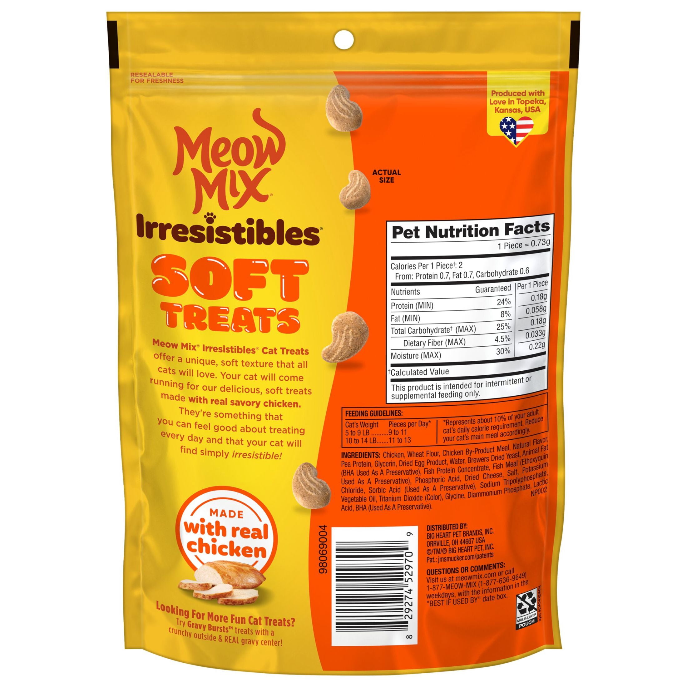 Meow Mix Irresistibles Soft Cat Treats Made With Real Chicken, 12 oz Pouch
