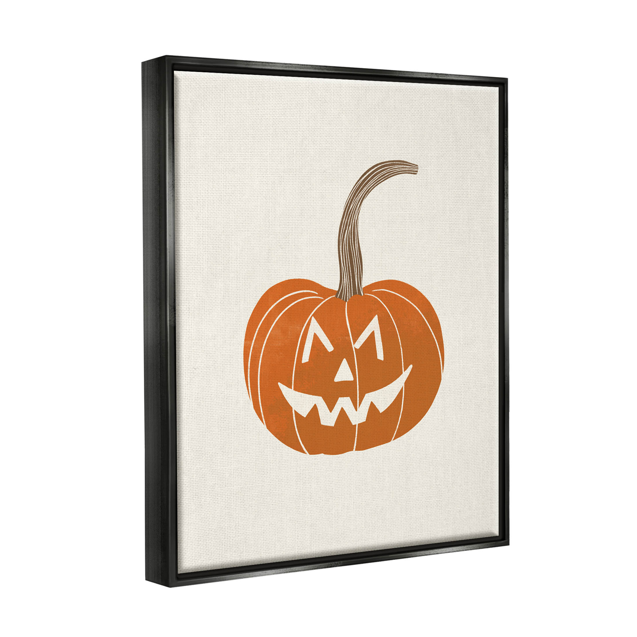 Casual Jack-o-Lantern Smile Holiday Graphic Art Jet Black Framed Art Print Wall Art