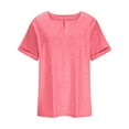 thumbnail image 5 of Mrat Workout T-Shirt Women's V-Neck Solid Color Oversized T-Shirt Tops Short Sleeve Workout Tops S-87 Pink-A M, 5 of 5