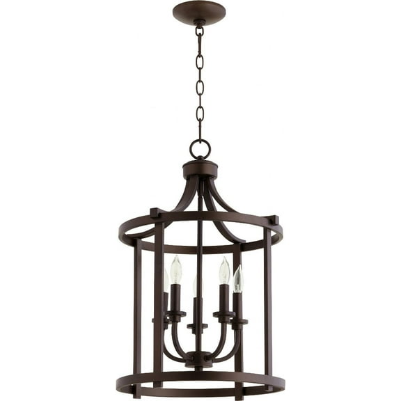 Quorum Lighting Lancaster 5-Light Entry Pendant, Oiled Bronze, 15.5W x 23H