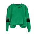 thumbnail image 4 of Jkety Halloween Shirts for Women Halloween Sweatshirts for Women Ghost Pumpkin Long Sleeve Shirt Graphic Tees Fall Pullover Tops(Green,XL), 4 of 5