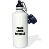 3dRose Peace Love and Pitbulls. Things that make me happy. Pitbull lover gift, Sports Water Bottle, 21oz