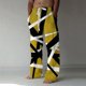 thumbnail image 2 of Pantalones de lino casuales para hombre, teñido anudado, estampado clásico, talla grande, holgados, ligeros, elásticos, con cordón, para playa, yoga amarillo M amarillo M Xishao ropa, 2 of 2
